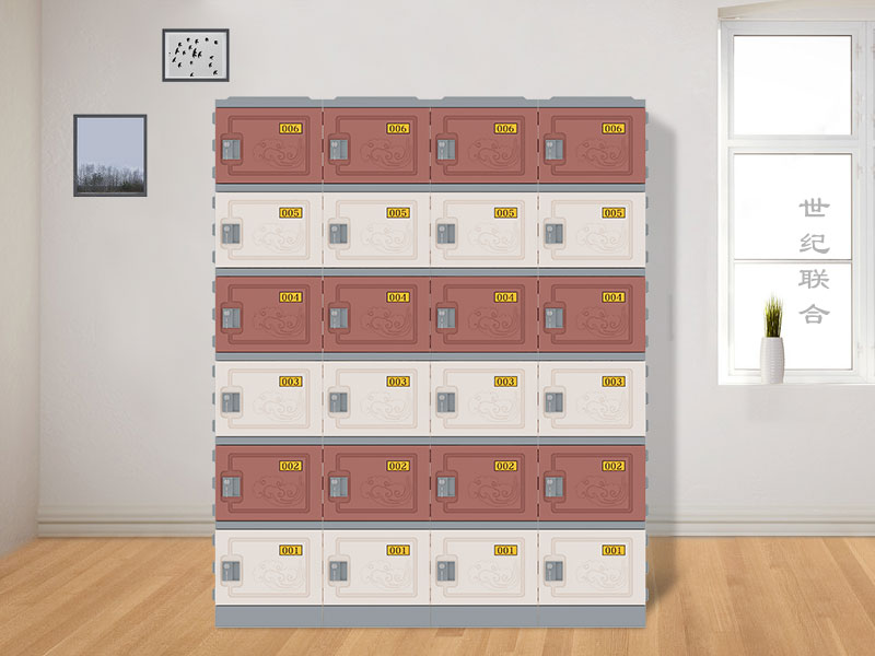 六層柜咖啡色配玉脂白+機械鎖