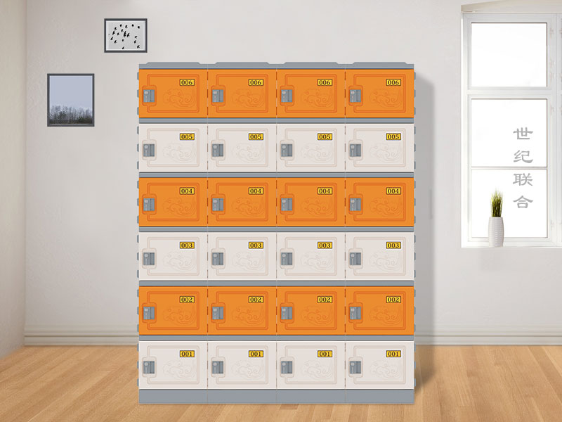 六層柜繽紛橙配玉脂白+感應鎖